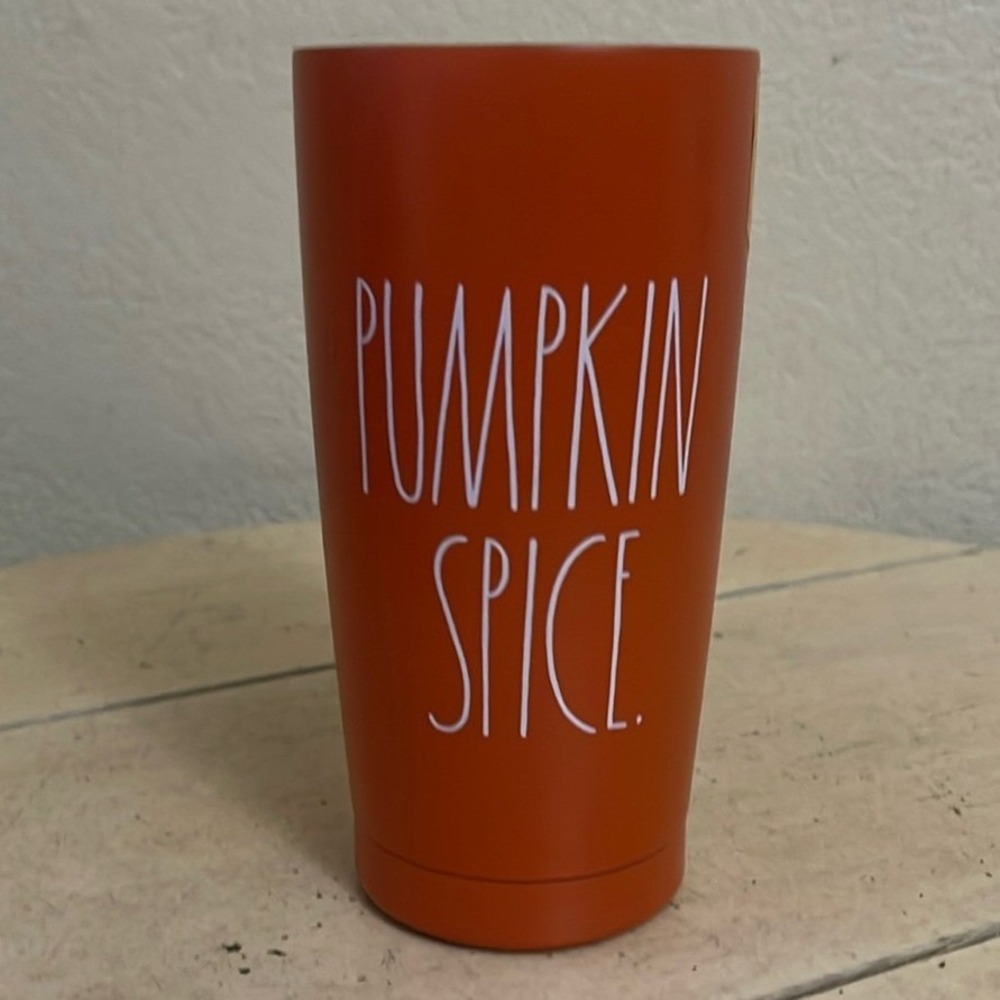 Rae‎ Dunn Pumpkin Spice Insulated Stainless Steel Tumbler Orange 17oz TX042